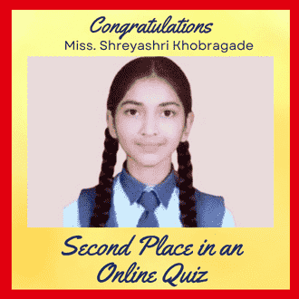 School Of Scholars,Beltarodi Miss.Shreyashri Khobragade secured Second place in an Online Quiz